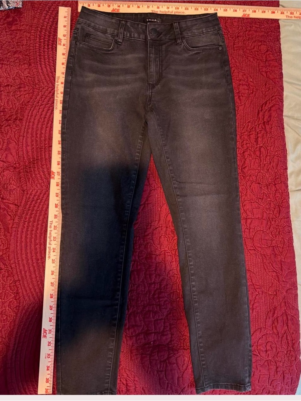 Tahari Charcoal Black Skinny Jeans